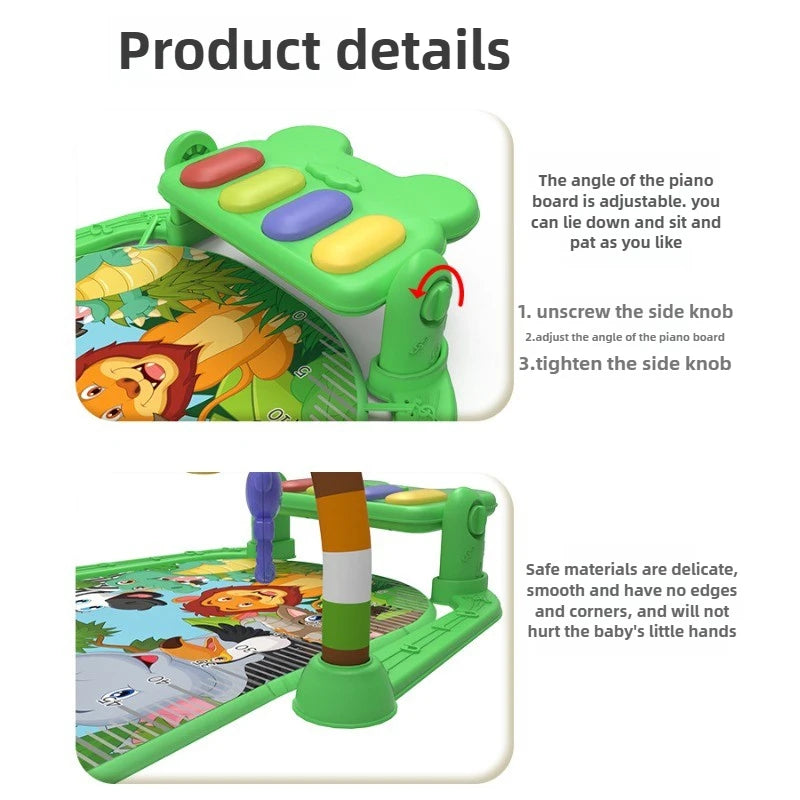 Baby Fitness Stand Music Play Gym Activity Toys Newborn Piano Crawling Blanket Pedal Game Pad Early Education 0-36 Months Gifts